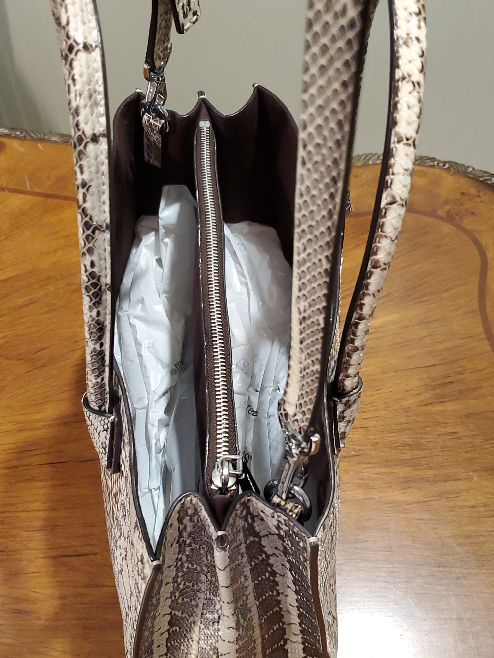Like NEW Michael Kors Real Snakeskin Mercer Tote - Picture 11 of 16